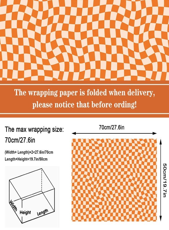 Whaline 12Pcs Retro Groovy Wrapping Paper Boho Daisy Face Checkered Gift Wrap Bulk Art Paper Folded Flat for Baby Shower Birthday Wedding DIY Crafts Gift Packing, 19.7 x 27.6 Inch - Image 2